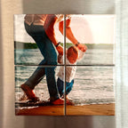 One photograph split across four magnets on a fridge door